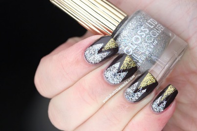 Art Deco mani using Floss Gloss Stun, Dimepiece and Partybruise!-s