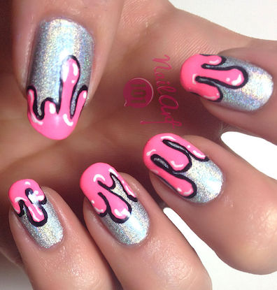 drip-nails-neon-holographic