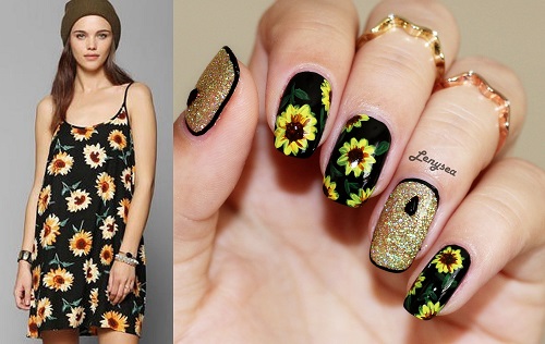 Sunflower Nail Art