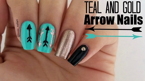 Cute Teal Arrow Nails