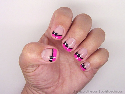 Fancy French Tip Bow Nail Art