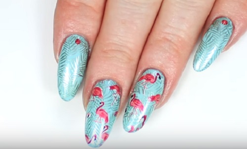 Flamingo Nails - Tropical Stamping Nail Art