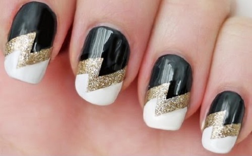 Lightning Bolt Nails using Scotch Tape