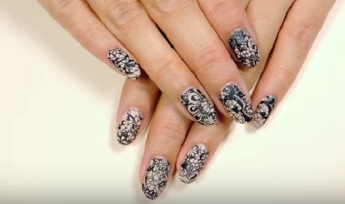 Halloween Lace Nail Art