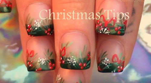 Christmas Holly with Bows and Snowflake Tips