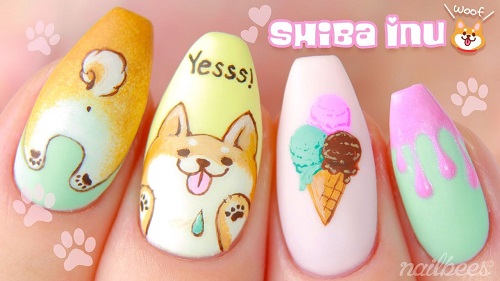 Shiba Inu Nail Art
