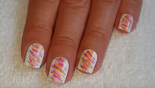 summer striped nail art video