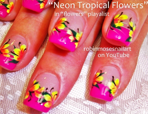 Neon Tropical Flower From Robin Moses | AmazingNailArt.org